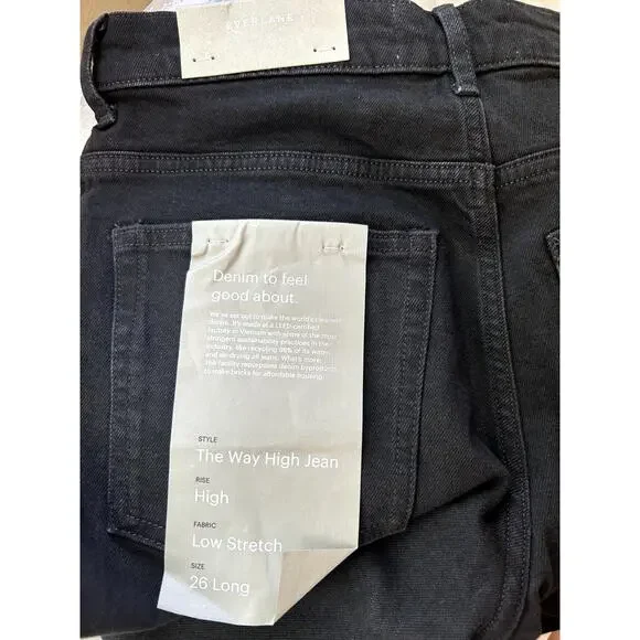 Everlane The Way-High Jean in Coal Black 26 Tall NWT